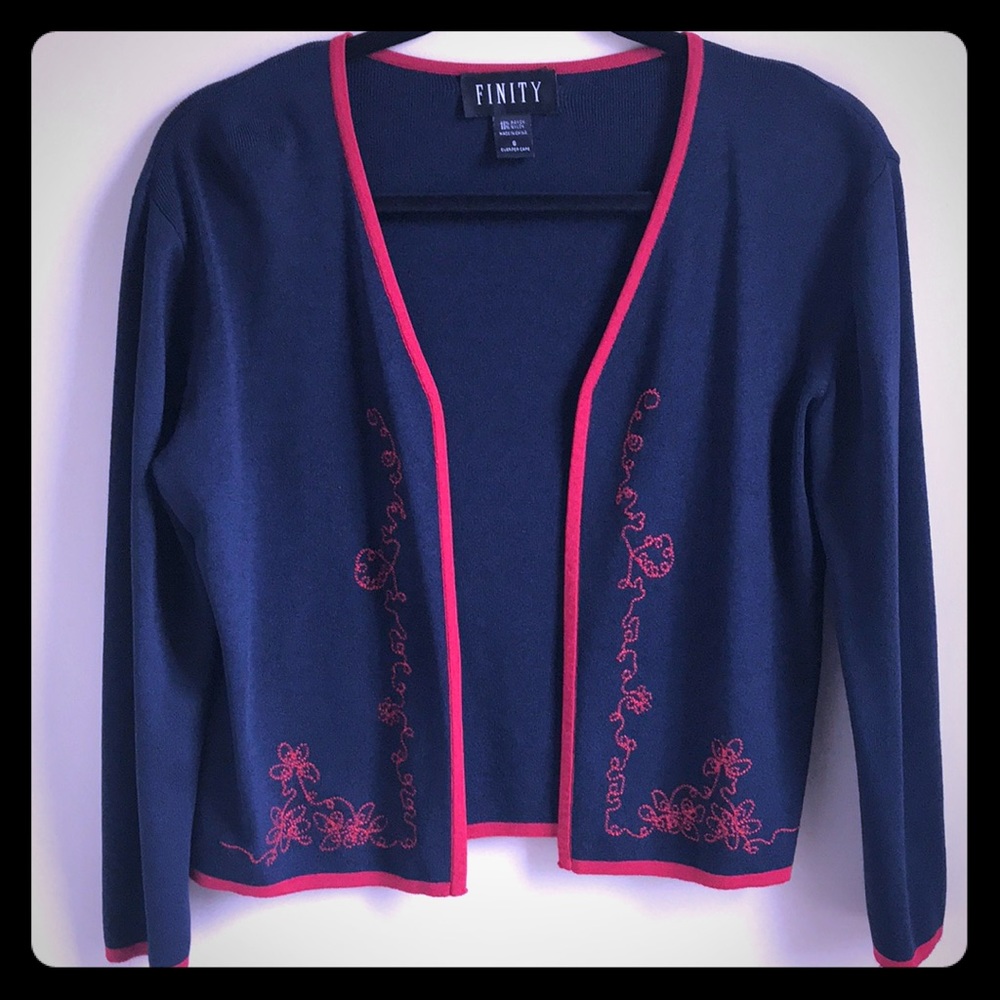 ✔️Finity Navy Blue, red cardigan Small